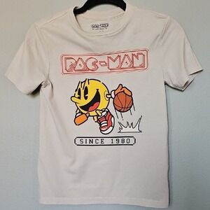 Pac-Man Large 10/12 Cream Short Sleeve Retro Game Tee Shirt
